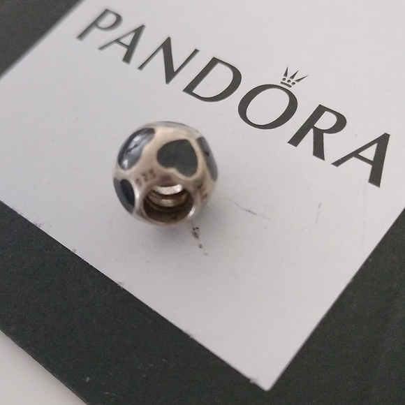 Pandora Retired Sterling Silver Love You Black Enamel Bead - 790543EN22 - Picture 3 of 6
